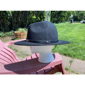 free people leather band OS black wool western cowboy hat